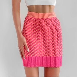 NWT - For Love & Lemons Pink & Orange Knit Mini Skirt - Size XL